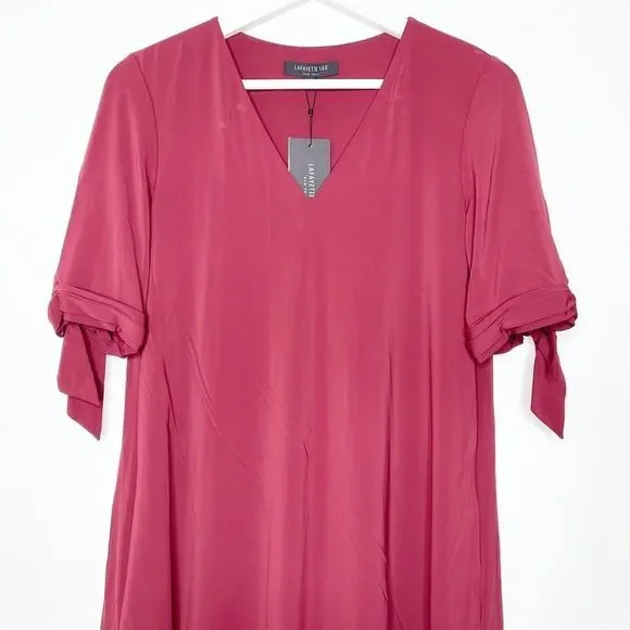 LAFAYETTE 148 Noor V-Neck Tie Sleeve Shift Dress - Picture 3 of 10